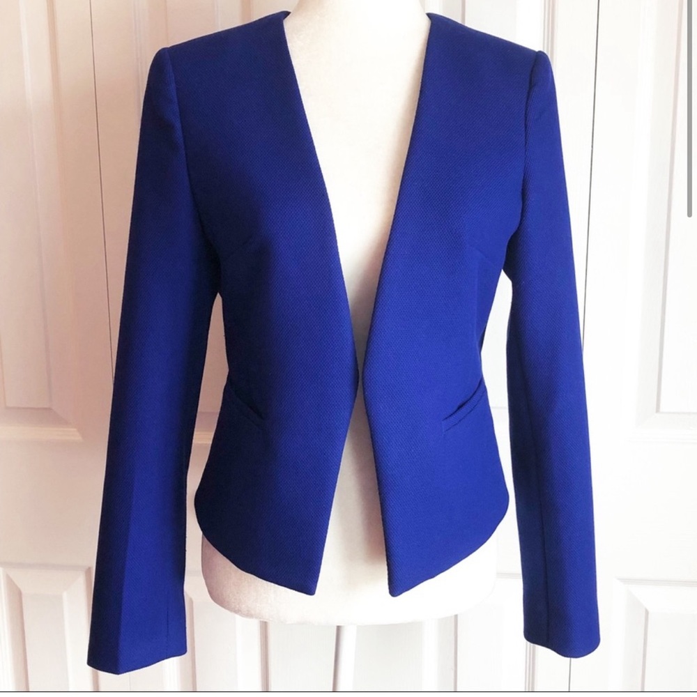 Mario Serrani Italy Royal Blue Open Front Cropped Blazer